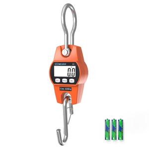 Hanging Scale Handheld 880lb/400kg Crane Scale Luggage Scale,with ABS Plastic case & Big LCD Display, Portable Digital Mini Crane Scale Fishing Scalefor Gym,Hunting,Travelling,FarmingOrange