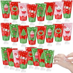 Loopeer 24 Pcs Christmas Hand Cream Gifts Bulk Christmas Mini Hand Lotion Xmas Stocking Stuffers Gifts Travel Size Mini Creams Moisturizer Cream Xmas Party Favors for Dry Skin Women Men Mom Employee