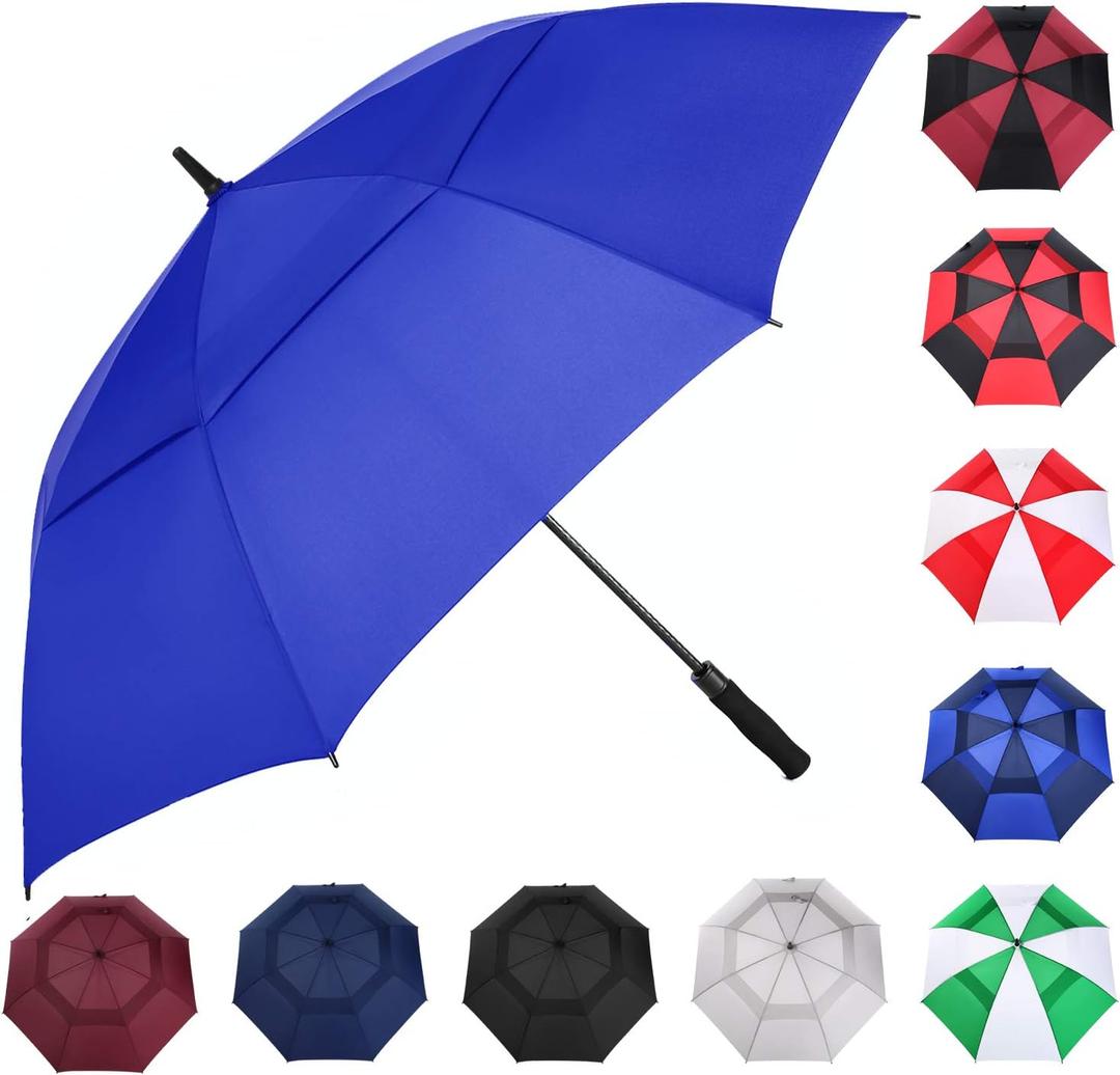 MRTLLOA Extra Large Golf Umbrella, 54/62/68/72 Inch Automatic Open, Oversize Double Canopy Vented Windproof Waterproof Sports Umbrellas for Rain