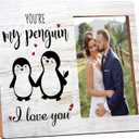 RYSMH Couple Picture Frame, Wedding Wood Photo Frame, Engagement Anniversary Wedding Valentines Day Gifts For Couple Husband Wife, You Are My Penguins Frame -g10