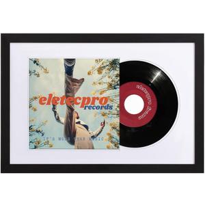 eletecpro Record Frame 16x24 Inches with 2 Double Sided Mats (Black & White), Jukebox Album Frames for 12x12 LP Covers, Vinyl Record Display Wall Mounting, Home Decor, Black Picture Frame