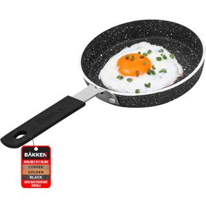 Bakken-Swiss 2-Piece Mini Nonstick Egg Pan & Omelet Pan  Egg Pan [5.5''] with Marble Coating Non-Stick, Skillet, Eco-Friendly for Eggs Pancakes, for All Stoves - Non Toxic (Black)