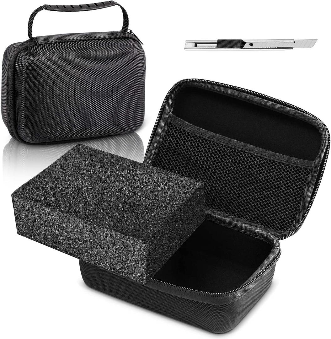 EVA Hard Case with Customizable Foam 7.8 x 6.3 x 3.5 Inch Protective EVA Carrying Case Shockproof Outdoor for Camera, Digital Products, Electronic Instruments with Knife, Black