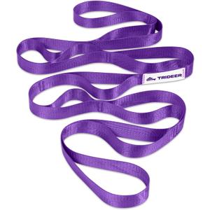 Trideer Non-Elastic Stretching Strap with Loops for Physical Therapy & Rehab, Knee Hip Leg ROM Post-Surgery, Yoga Strap for Stretching, Leg Lifter Strap Mobility Aid, Hamstring Calf Back (Length: 75 inches, Width: 1 inch, Purple)