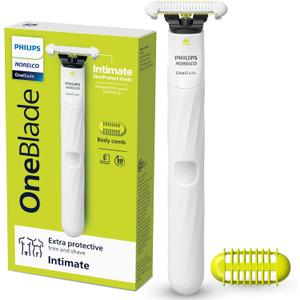 Philips Norelco OneBlade Intimate, Designed for Pubic Grooming, Trim & Shave with Extra Skin Protection, Waterproof, Model QP1924/70 (Handle (Pack of 1))