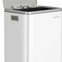 SONGMICS Trash Can, 13-Gallon Gabbage Can, with 15 Trash Bags, Steel, with Soft-Close Lid, Removable Inner Bucket, Handles, Cloud White ULTB595W01V1