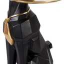 Geometric Dog Sculpture Animal Side Table with Tray and Tissue Box(Black)