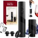 CIRCLE JOY Electric Bottle Opener Set Rechargeable 7-in-1 Set with Foil Cutter, Electric Opener, Electric 2in-1 Aerator & Pourer, Electric Vacuum Pump and 2 Stoppers, Black