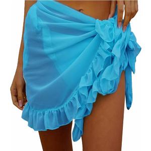 Sexy Ruffle Chiffon Cover up Swimwear Beach Sarong Ruffle Casual Beach Dress(SJJ38) 