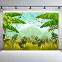 5x3ft Safari Backdrop Cartoon Jungle Green Spring Forest Photography Background Safari Themed Birthday Party Banner Decorations Baby Shower Kids Portrait Photo Booth Props