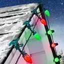 C9 LED Christmas Lights Outdoor with 110 Spring Clips, 65FT 110 LED C9 String Lights Waterproof Connectable for Roofline Patio House Yard Windows Xmas Tree Indoor Outdoor Christmas Decor, Red Green