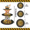 2 Pack Construction Cupcake Stand Birthday Party Supplies, Construction Cup Cake Tower Stand Truck 3 Tier Cardboard Cupcake Stand Display Dessert Holder for Boys Baby Shower Party Decorations Favors