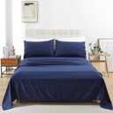 Full Size Sheet Set - Luxury Soft Comfy Bed Sheets, Breathable Cooling Hotel Bedding for Women, Men, Teens, Extra Deep Pocket, Easy-Fit, Oeko-Tex, Wrinkle Free 4 Piece - Navy Blue