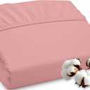 ROYALE LINENS 300 Thread Count 100% Long Staple Combed Cotton Fitted Sheet Queen - Super Soft Deep Pocket Bottom Sheet - Fitted Sheets Only - Elastic Sheets (Queen, Pink)