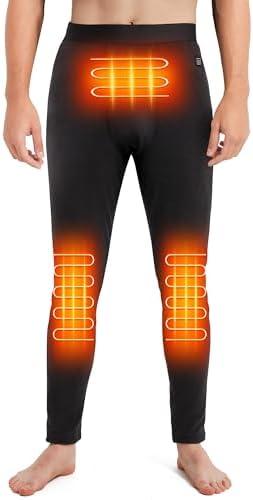 Foiueyga Heated Underwear Pants for Men with Battery Pack Fleece Heated Thermal Pants Electric Heating Base Layer Bottoms XL