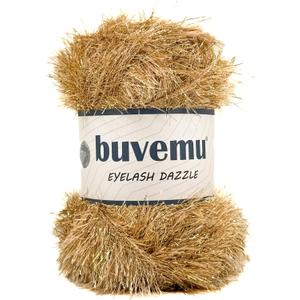 Eyelash Dazzle Fun Fur Yarn with Metallic Sparkle 100 Gram (3.53 Ounces) 120 Yards (110 Meters) (Gold)