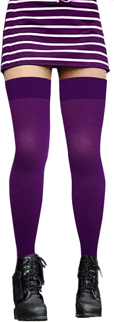 SUMONA Women Thigh High Opaque Trouser Socks (Purple)