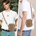 Small Crossbody bag for men shoulder bag mens purse satchel Pu leather messenger bag (Brown)