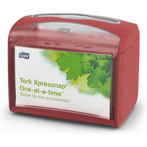 Tork Xpressnap Tabletop Napkin Dispenser Red N4, Signature Range, 6.7" x 7.9" x 5.6", 6236100