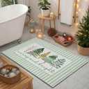 Green Christmas Tree Door Mat, Merry Christmas Vacation Doormat for Outdoor Indoor Outside Entrance Entryway, Winter Xmas Holiday Welcome Mat for Front Door Porch, 17x30 Inches