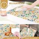 Leaves Placemats,Colourful Graffiti Table Mats Set of 6,12x18 Inch,Waterproof Oil-Proof Washable and Reusable Linen placemats Holiday Party Kitchen Table Decorations