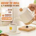 Ceramic Electric Kettle, Automatic Shut Off Tea Kettle & Hot Water Boiler Pot For Coffee & Tea, Prevent Boil Dry, 1.2L 1000W, Cream White