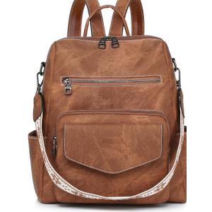 Backpack Purse for Women PU Leather Backpack Ladies Fashion Handbag Designer Shoulder Bag Small Travel Bag Brown