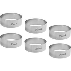 Keewah 4.5 inch Large Burger Ring - 6 Piece - Stainless Steel