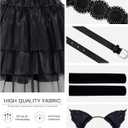 MGparty Girls Halloween Costume Black Dress for Kids with Headband Belt Socks (130(8-9 Yrs))