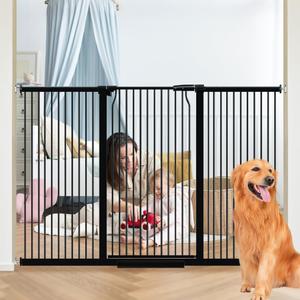40.5" Tall Wide Baby Gate for Doorways, 65.7-71.2" Extra Tall Dog Pet Gates | No Drill High Child Kid Safety Door Large Opening, Auto Close No Jumping Over Cat Proof Hallway Kitchen Indoor House, Black