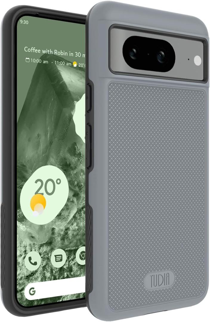 TUDIA MergeGrip [Military Grade] Designed for Google Pixel 8 Case (2023) - [Drop Tested] Dual Layer Shockproof Slim Rugged Tough Heavy Duty Protective Phone Cases Cover - Hazel Gray
