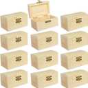 Cregugua 12 Pieces Small Wooden box Unfinished Wood Treasure Boxes with Lid for DIY Crafts (3.5 x 2.1 x 1.9 In)