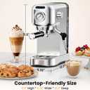 Espresso Machine 20 Bar, Compact Espresso Coffee Machine with Milk Frother, Stainless Steel Coffee Maker with 34oz Removable Water Tank, Cappuccino Machine for Home, Office, Fathers Day Dad Gifts