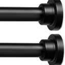 ENJOYBASICS 2 Pack Adjustable Spring Tension Curtain Rods 32 to 66 Inches, Stainless Steel Matte Black Shower Rod No Drilling for Window, Bathroom, Closet, Room Divider, 7/8" Diameter