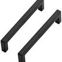 Ravinte 15 Pack Slim Square Bar Drawer Handles and Pulls - Black Kitchen Cabinet Hardware - Matte Black 4 Inch Center to Center Pulls