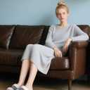 SHIBEVER Women's Slippers Fuzzy Open Toe Slip On Indoor House Shoes Comfy Bedroom Women Slippers (7.5-8, Grey)