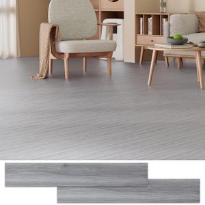 Peel and Stick Floor Tile, 36 Pcs 54 Sq.Ft Waterproof Wood Grain Luxury Vinyl Plank Flooring, Easy DIY Self Adhesive Vinyl Floor for Kitchen, Living Room, Bedroom, RV, Medium Gray
