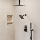 Ceiling Mount 12" High-Pressure Rainfall Shower Faucet, Dual Rainfall Shower Head System with Valve (Matte Black)