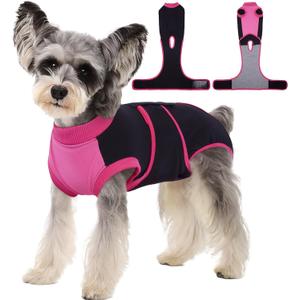 Kuoser Recovery Suit for Dogs After Surgery, Soft Dog Surgery Suit Female Male, Breathable Pet Surgical Recovery Shirt, Anti Licking Dog Onesie for Abdominal Wounds Cone Alternatives, Black S
