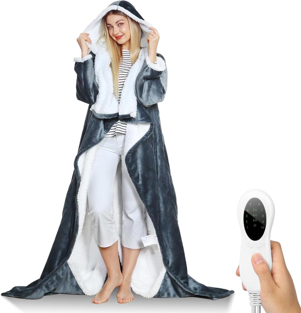 Tageta Electric Heated Wearable able Blanket Gray