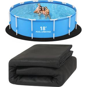 VINGLI 18 FT Round Pool Liner Pad for Above Ground Swimming Pools, Extra Thick Swimming Pool Liner, Prevent Punctures, Weed Barrier, Black