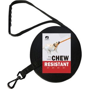 Chew Resistant, Float on Water Dog Training Leash, Wear-Resistant Leashes, Heavy Duty Hook Safe Handle Long Lead for Dogs-15ft 20ft 30ft 40ft 50ft for Large Medium Small Pets Dogs - Black 20ft (20FT- Refund if broken in 30 days)