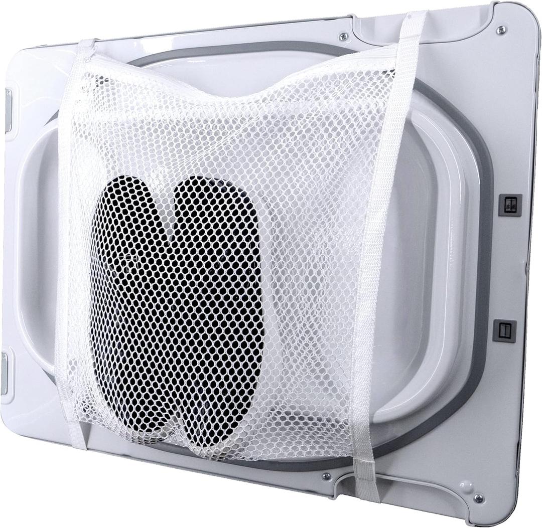 S&T INC. Sneaker Dryer Bag, Dryer Door Shoe Net with Elastic Straps, Sneaker Laundry Bag for Shoes, White, 15.5 Inch x 15.5 Inch, 1 Pack