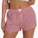 NUFIWI Women Y2k Pajamas Shorts Gingham Cute Pj Short Pants Plaid Lounge Shorts Sleep Bottoms Elastic Boxers Streetwear 2 Pieces, XL