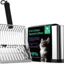 XIAOXINGYUN Stainless Steel Cat Litter Scoop, Metal Cat Litter Scooper with Holder, Heavy-Duty Cat Scooper with Coarse and Fine Grids for Quick Screening and Easy Cleaning
