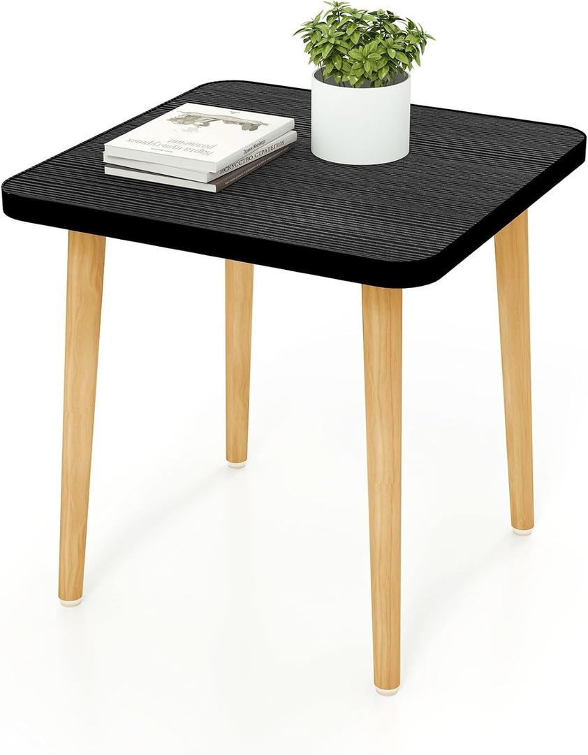 Funecy Square End Table Low Table with 4 Solid Wood Sturdy Legs,Floor Table Desk for Sitting on The Floor,20"(L) x 20"(W) x 20"(H),Living Room/Toy Room Furniture,Rental House Furniture(Black)