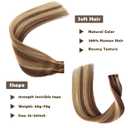 18Inch Tape in Hair Extensions Human Hair Balayage Golden Brown with Bleach Blonde 40g 20pcs Real Natural Tape in Remy Skin Weft Hair Extensions (#12P613)