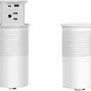 Pneumatic Lifting Socket 4 Sockets+B Port+Type-C Wireless Charging Universal Ip55 Automatic Lifting Anti-Pinch Protection Socket, White-A