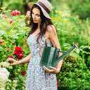 1 Gallon Metal Watering Can with Removable Spout, Nice Galvanized Steel Water Can with Embossed Design for Indoor and Outdoor Plants