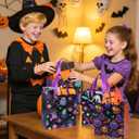 Liobelon 12 PCS Halloween Treat Bags Colorful Non-Woven Candy Tote Bag Reusable Party Gift Bags for Gifts Wrapping, Trick or Treat, Halloween Party Supplies, 9" X 8.7" X 4.3"